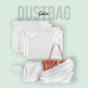 Drawstring Dustbag White Satin-(2) Large and Medium Including 2 White Label